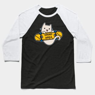 Cat and Skateboard Skateboarding Cat Grind Baseball T-Shirt